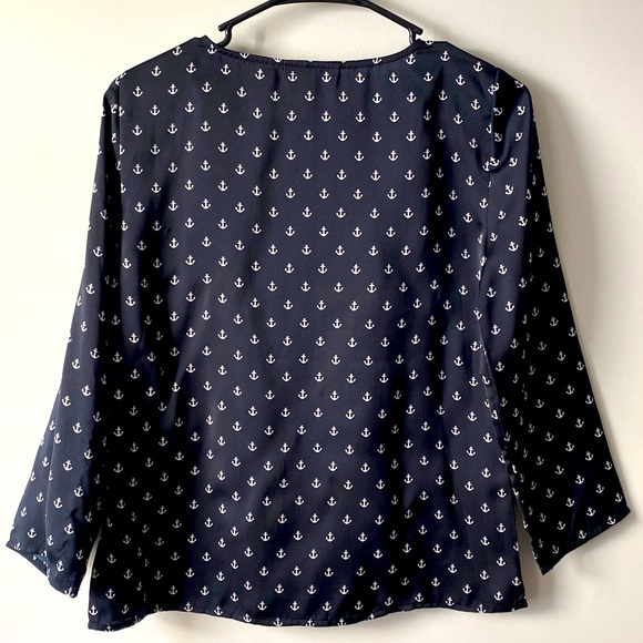 Cynthia Rowley Nautical Anchor Print Blouse XS - Picture 6 of 6